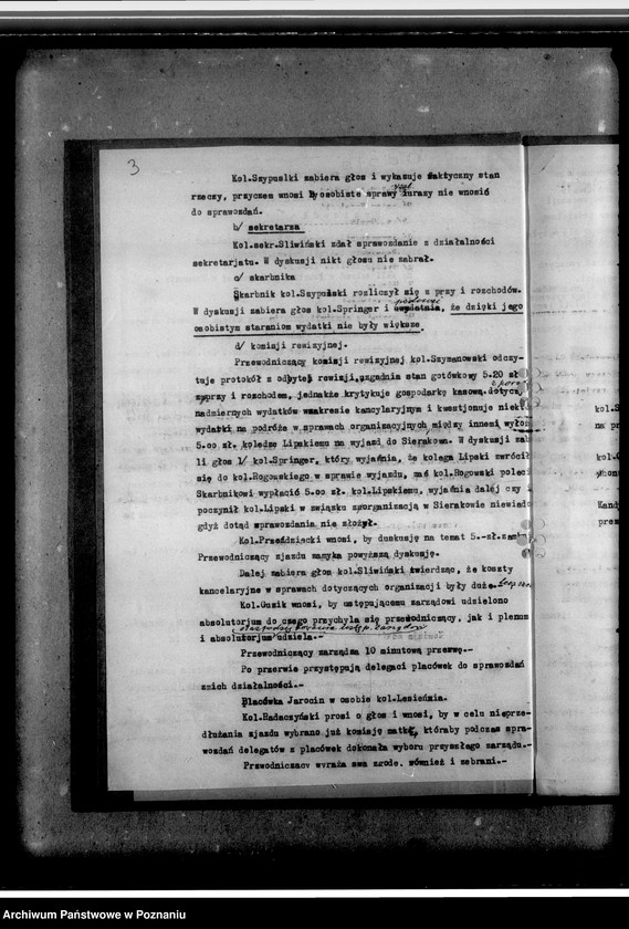 Obraz 7 z jednostki "Protokoły zebrań Zarządu Okręgu Poznańskiego"