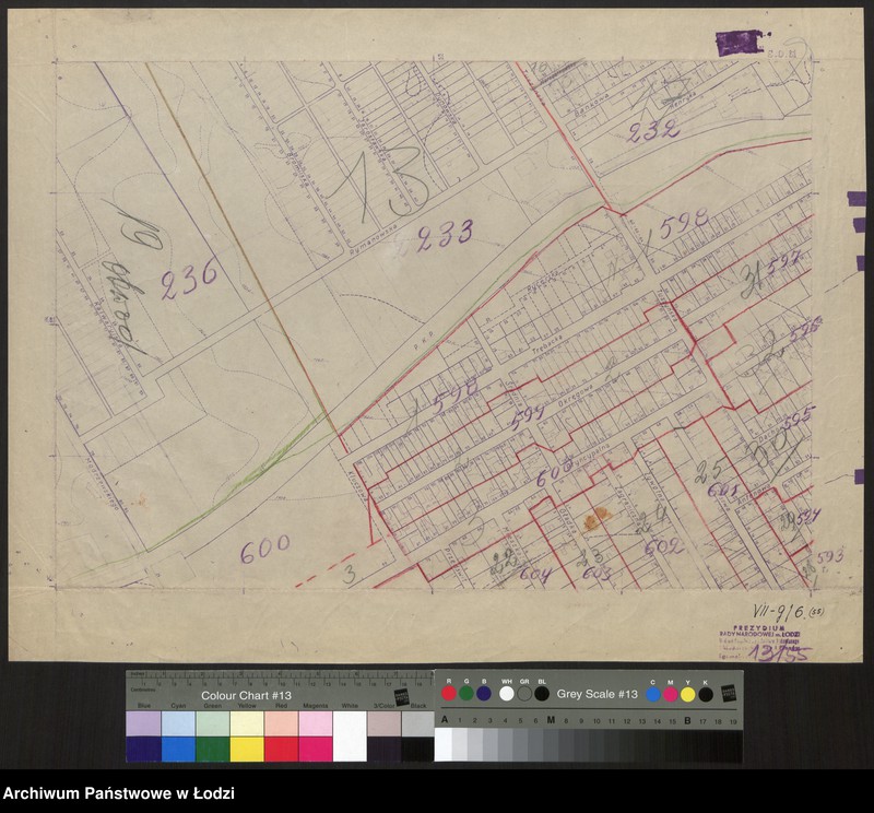 Obraz 1 z jednostki "Plan m. Łodzi 1:2000 z oznaczeniem podziału miasta na Obwody Komitetów Blokowych. Sekcja SO 61"