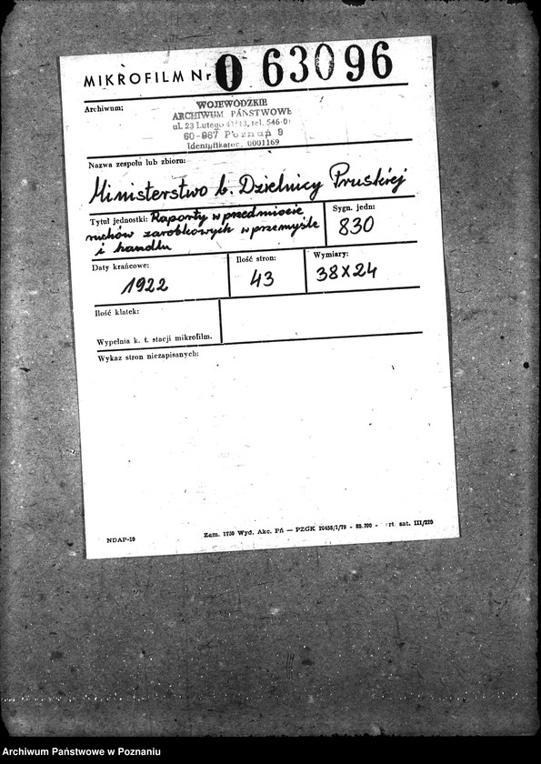 Obraz 2 z jednostki "Raporty w przedmiocie ruchów zarobkowych w przemyśle i handlu"