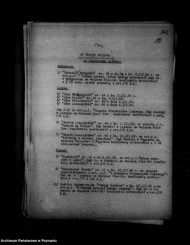 Obraz 14 z jednostki "Sprawozdania prasowe od stycznia do grudnia 1938 r."