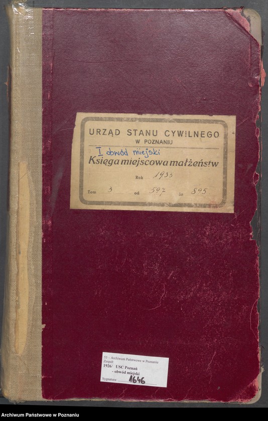Obraz 2 z jednostki "Księga miejscowa małżeństw tom III [Rejestr główny małżeństw]"