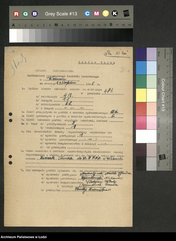 Obraz 2 z jednostki "Ankiety sprawozdawcze instruktora Komitetu Powiatowego Wieluń [z załącznikami]"