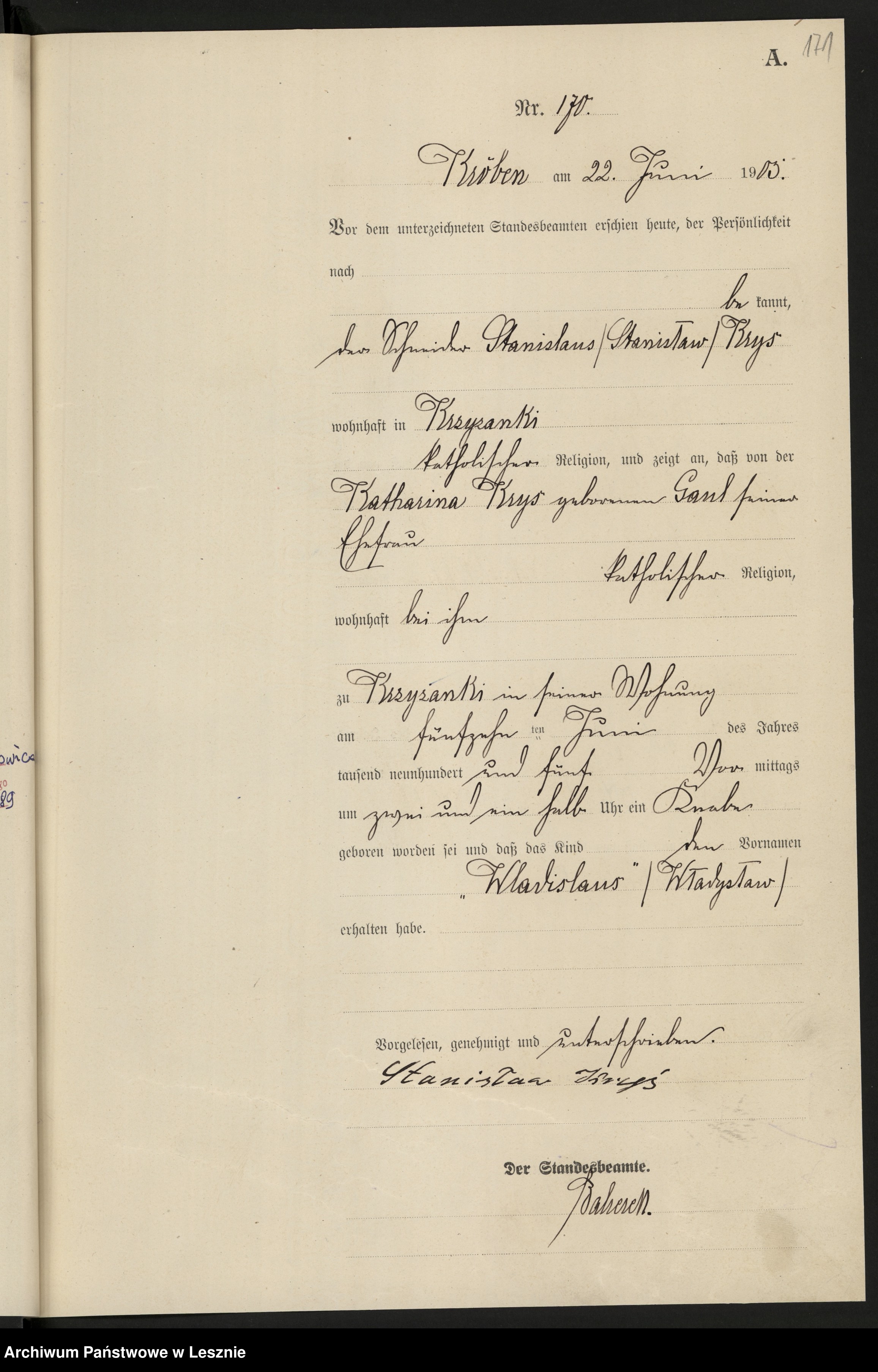 Skan z jednostki: [Księga urodzeń]