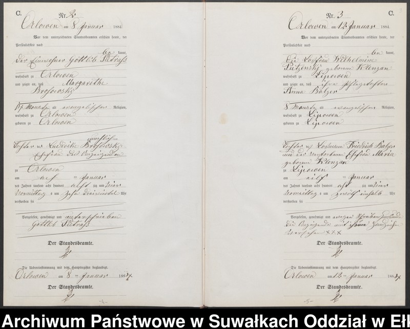 image.from.unit.number "Sterbe-Neben-Register des Preussischen Standes-Amtes Orlowen Kreis Loetzen für das Jahr 1884"
