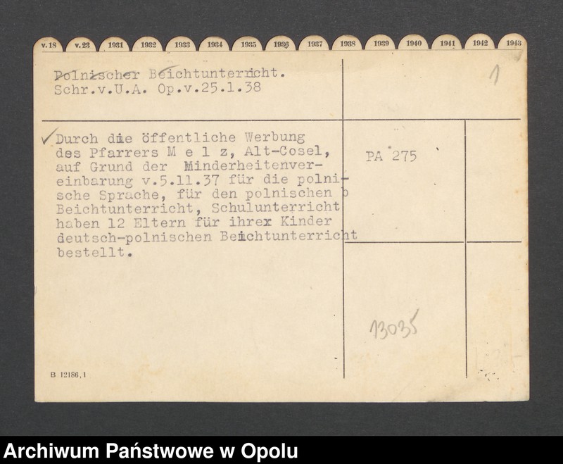 Obraz 3 z jednostki "Polnischer Beichtuntericht  Schr.v.U.A. Op. v. 25.1.38"