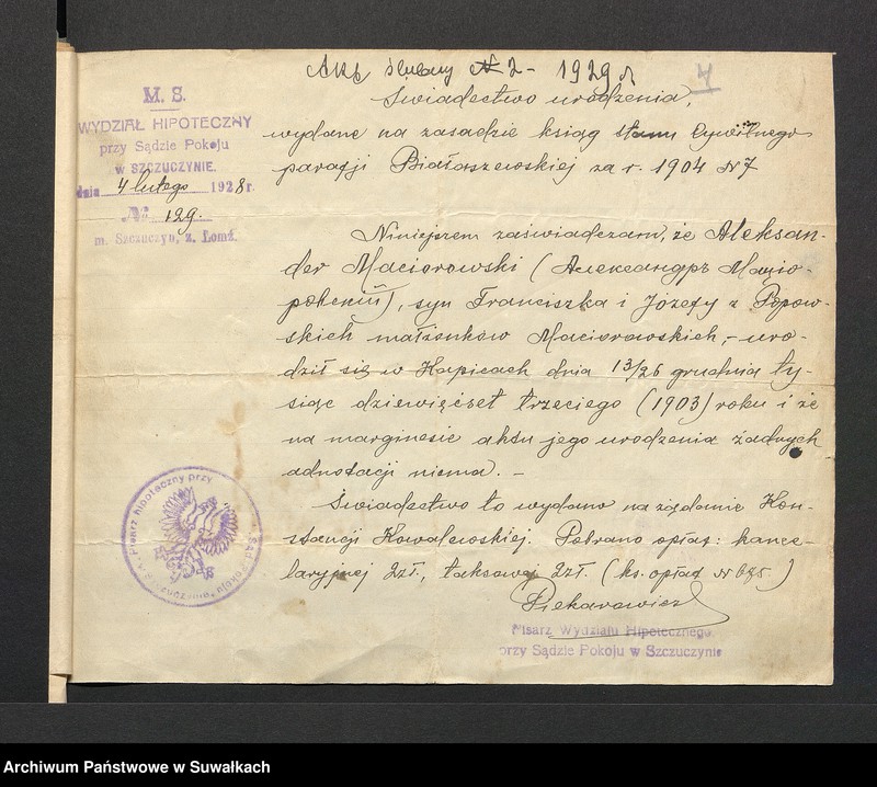 image.from.unit.number "Aneksy dp aktów zaślubionych rz.kat. parafji Puńsk (pow. Suwalskiego) za rok 1929"