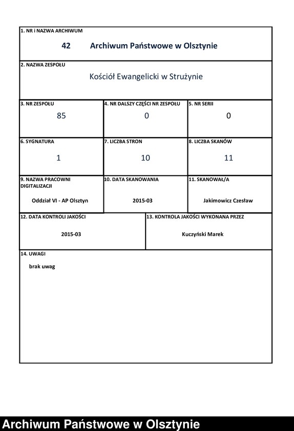 Obraz z zespołu "Kościół ewangelicki w Strużynie - diecezja morąska"