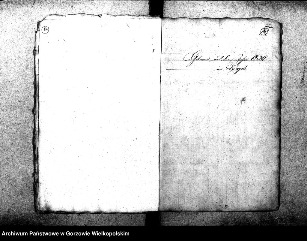 image.from.unit.number "Duplikate der Kirchenbücher von der Parochie Genninsch Warthebruch: Spiegel (Poźrzadło), Blumenthal (Kwiatkowice), Ludwigsthal (Trzęsów), Bergenhorst (Gorzębia), Haferwiese (Gosławka), Pollychener Hollander (Nowe Polichno), Gross Rehne (Rań), Alt Gennin (Jeninek), Ober Gennin (Jeniniec), Unter Gennin (Podjenin)"