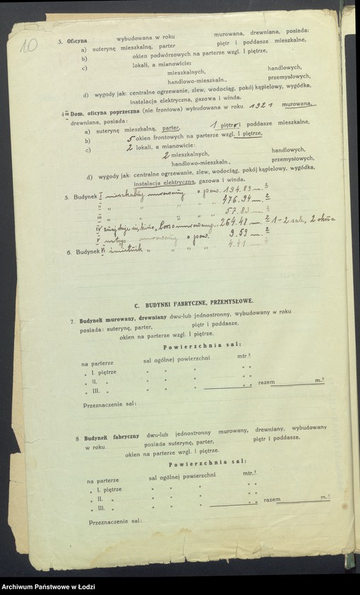 Obraz 12 z jednostki "Księga inwentarzowa nieruchomości m. Łodzi ul. Legionów"