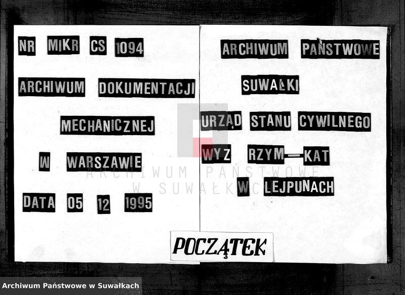 image.from.unit.number "Dowody posługujące do zawartych i spisanych aktów małżeństw przed Urzędnikiem Stanu Cywilnego Parafii Rzym.- katolickiej Lejpuńskiej w 1867 roku"