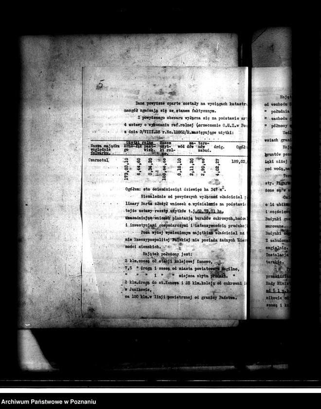 Obraz 10 z jednostki "Majątek Czarnotul powiatu mogileńskiego wyłączenie z art.. 4 i 5 ustawy o wykonaniu reformy rolnej Apolinary Bartz"