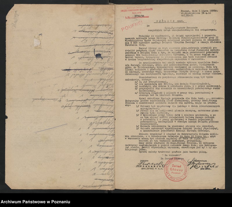 image.from.unit.number "Okólniki i zarządzenia Zarządu Głównego i Okręgu Związku Powstańców Wielkopolskich."