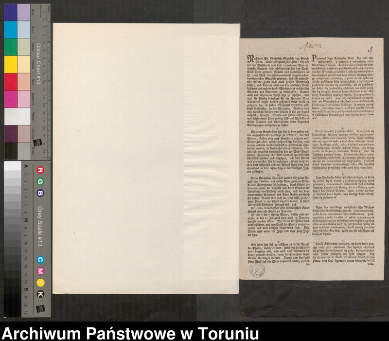 image.from.unit.number "Cyrkularze prezesa Regencji Zachodnio Pruskiej z 22.XI.1787 w sprawie koni dla wojska i 12.I.1788 w sprawach policyjnych"