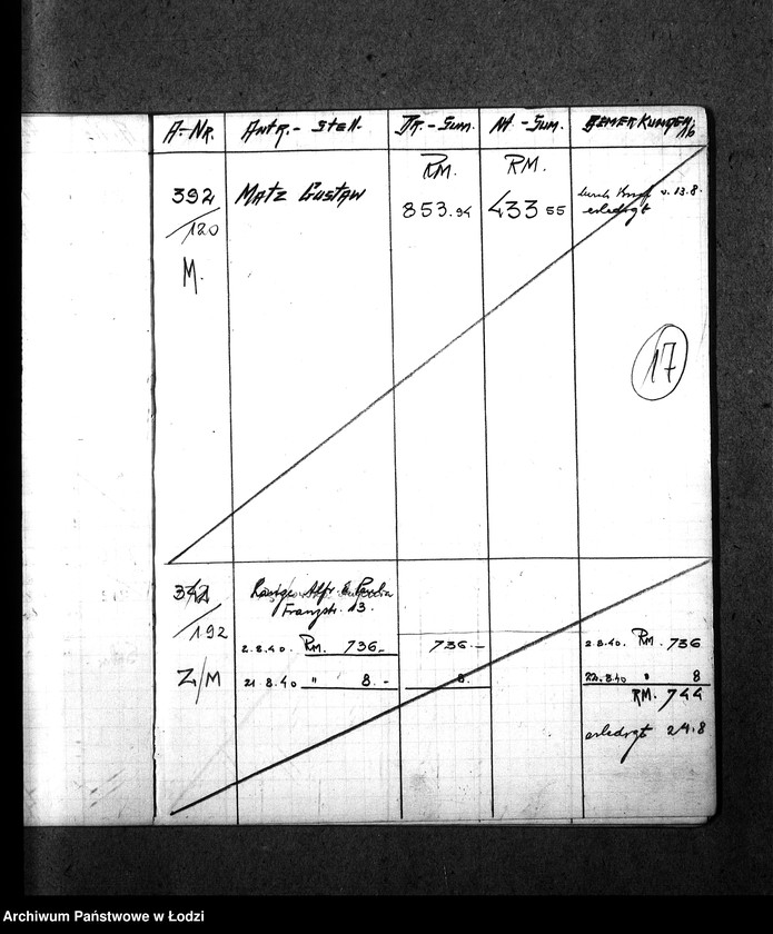 Obraz 20 z jednostki "[Spis obywateli polskich i niemieckich domagających się wypłaty komornego z ich domów znajdujących się w getcie]"