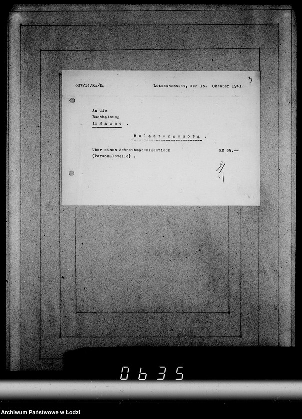 Obraz 7 z jednostki "Ausgelieferte Kommisionen Konto 0 von 60-[82] [Wydane na zlecenie G.V.meble z warsztatów Getta]."