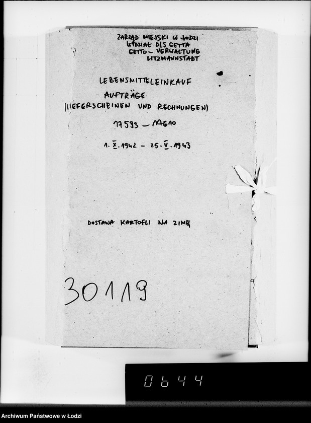 Obraz 4 z jednostki "Lebensmitteleinkauf. Aufträge, [Lieferscheinen und Rechnungen] 17593-17610 [Dostawa ziemniaków do Getta]"