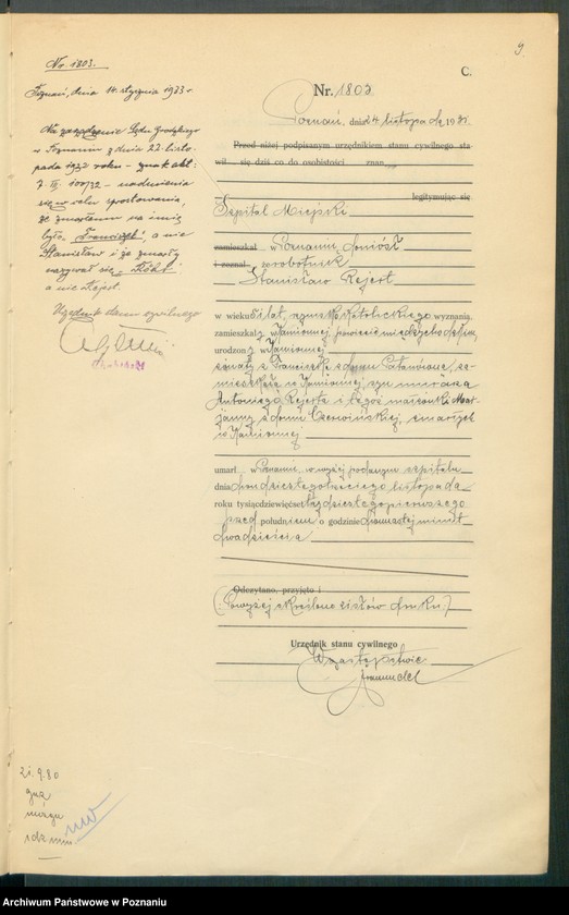 Obraz 11 z jednostki "Księga miejscowa zgonów tom IV [Rejestr główny zgonów]"