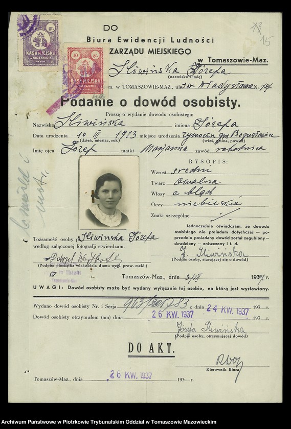 image.from.unit.number "Dowodów osobistych od nr 951 do 1100. Tom VII"