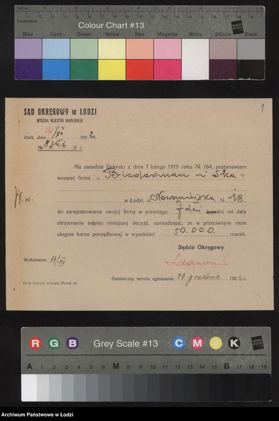 Obraz 3 z jednostki "Sender Biederman i S-ka- wyrób i sprzedaż towarów półwełnianych"