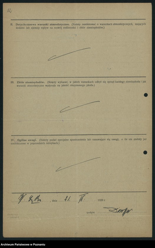 Obraz 14 z jednostki "[Sprawozdanie o stanie i zbiorze ziemiopłodów w miesiącach wrześniu i październiku 1920 w poszczególnych powiatach]"