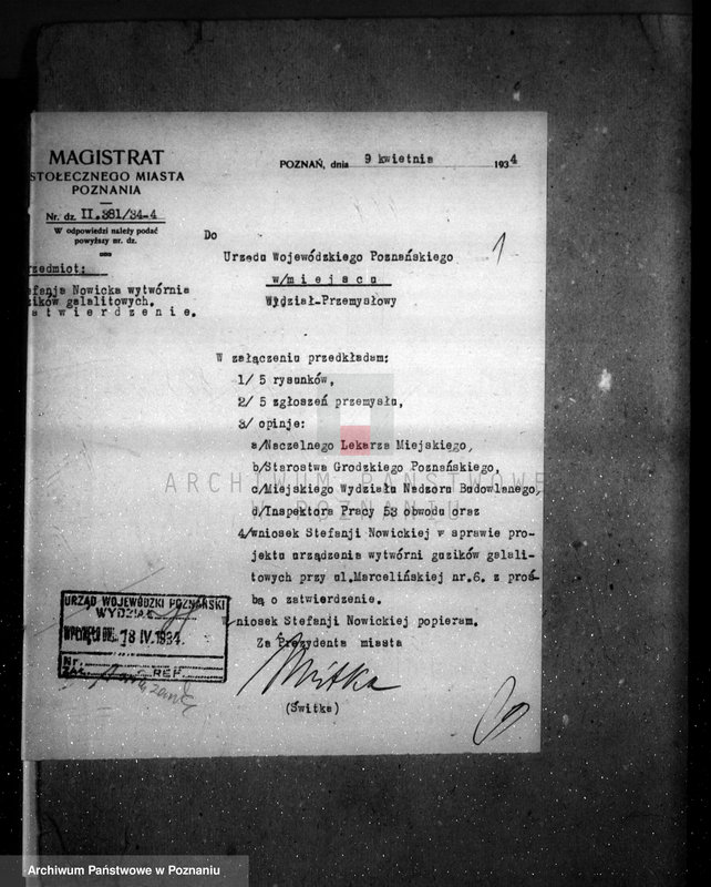 Obraz 5 z jednostki "Zatwierdzenie zakładu przemysłowego /wytwórni guzików/ St. Nowickiej w Poznaniu"