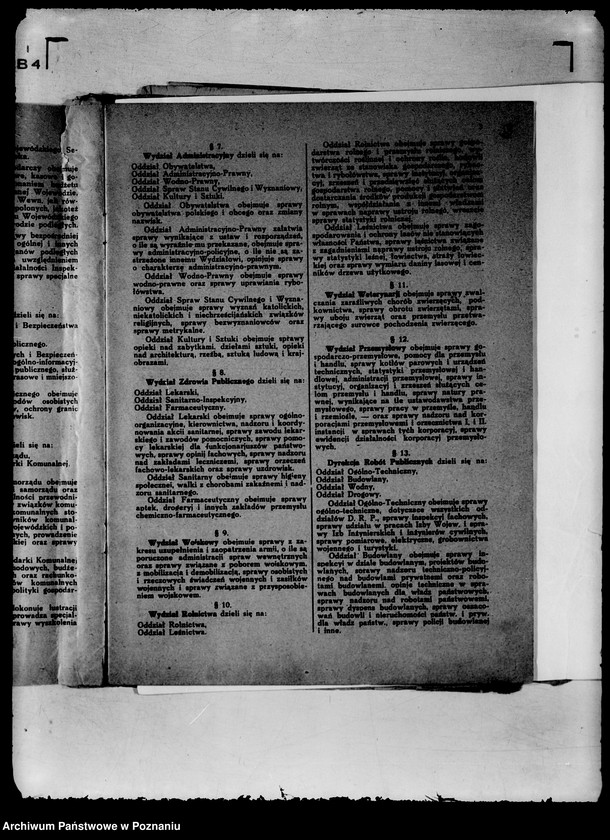 Obraz 7 z jednostki "/Zarządzenia wewnętrzne wojewody w sprawie podziału czynności w Urzędzie Wojewódzkim, statut organizacyjny itp./"