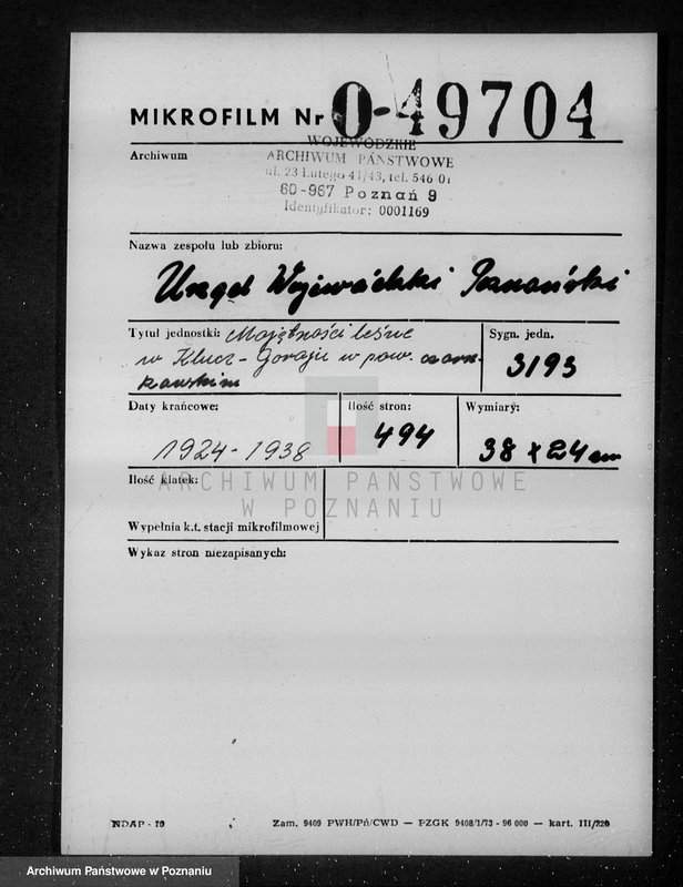 Obraz 2 z jednostki "Majętności leśne w Krucz-Goraju w powiecie czarnkowskim"