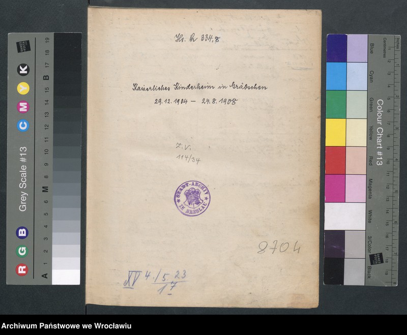 image.from.unit.number "Aufnahmebücher des früh. Kiserl. Kinderheims in Gräbschen"