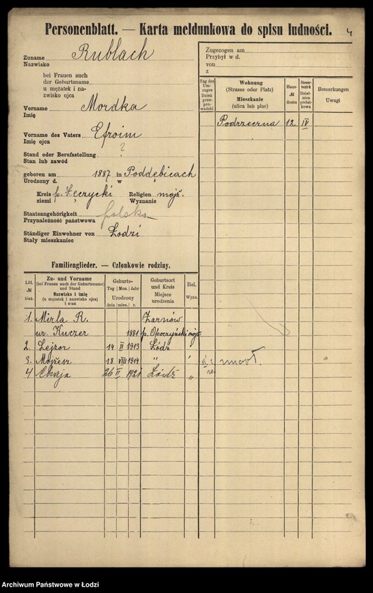 Obraz 6 z jednostki "[Spis ludności Łodzi] Rubisz-Rudolf"