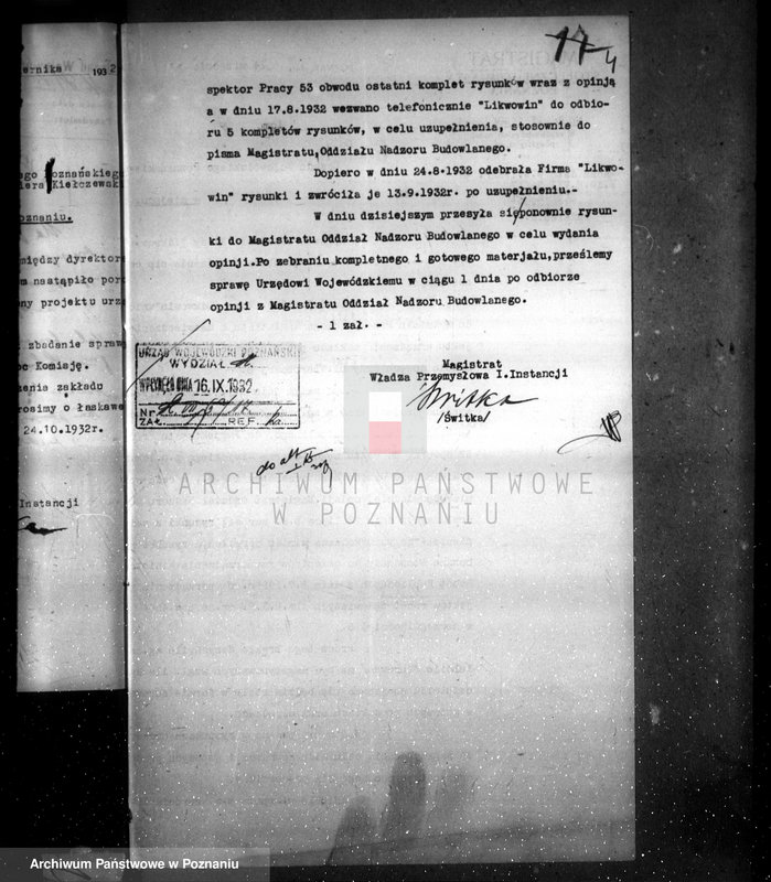 image.from.unit.number "Zatwierdzenie wytwórni z celuloidu Firmy "Likwowin" w Poznaniu nr 566"