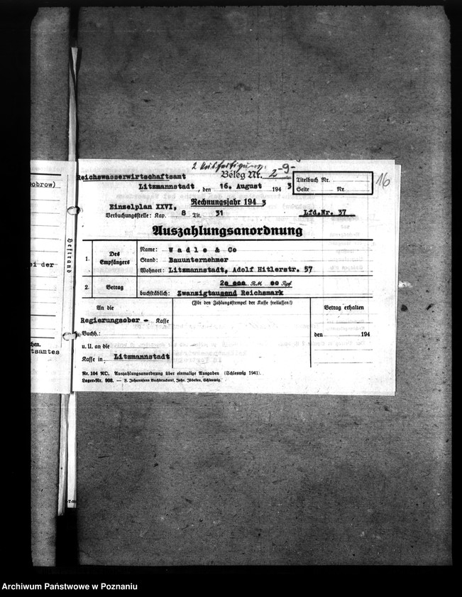 Obraz 20 z jednostki "Endabrechnung der Massnahme Warthedeichschliessung bei Wasserdamm (Dobrow), Kreis Warthbrücken"