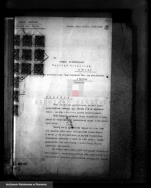 Obraz 16 z jednostki "Sprawa wyłączeń z art.. 4 ustawy z 28 XII 1925 r. i zatwierdzenie projektu planu gospodarczego dla lasu majątku Chocim powiat turecki"