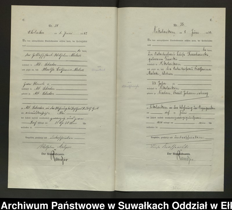 image.from.unit.number "Sterbe=Haupt=Register des Königlichen Preussischen Standes-Amtes Nikolaiken Kreis Sensburg"