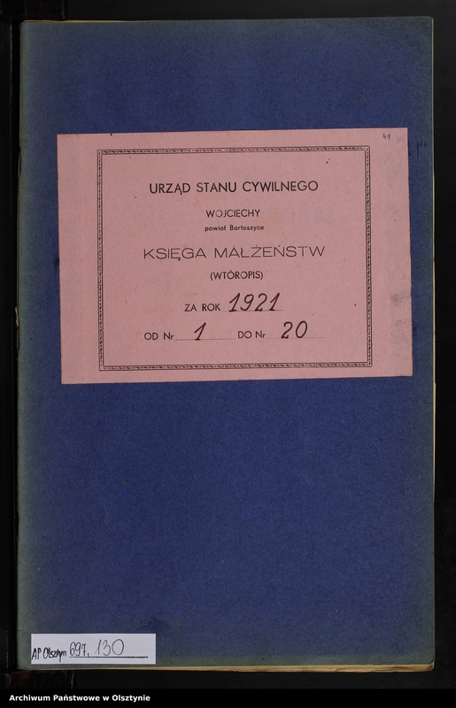 image.from.unit.number "Heiraths-Neben-Register Nr 1 - 20 [ Księga małżeństw - wtóropis ]"