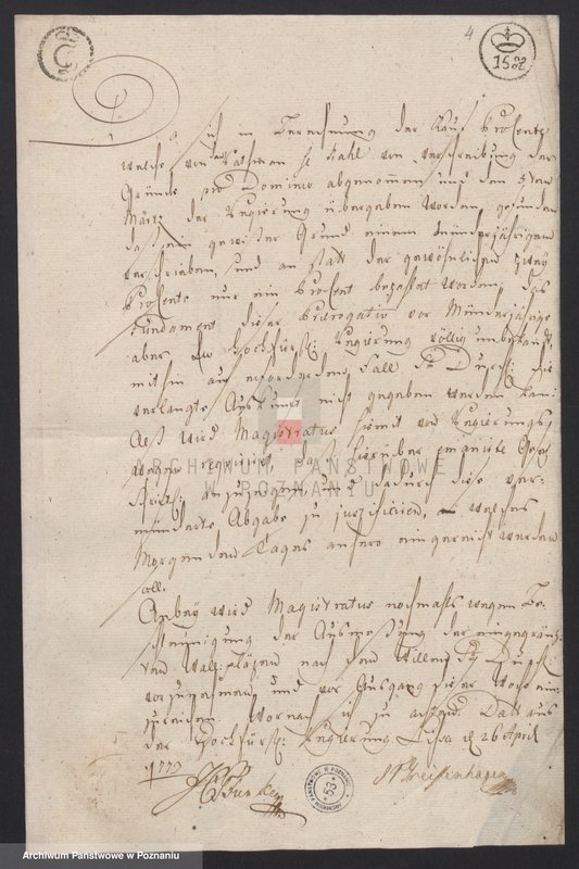 Obraz 7 z jednostki "Korespondencja - zarządzanie władzy zwierzchniej miasta Leszna w sprawach administracyjno - porządkowych i finansowych; język niemiecki"