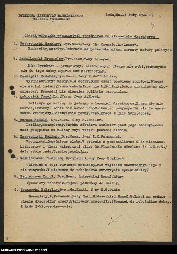 Obraz 5 z jednostki "Wykazy robotników członków partii wysuniętych na stanowiska [kierownicze]"