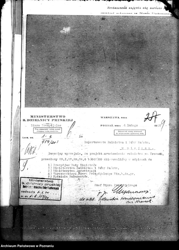 Obraz 13 z jednostki "Sprawy szczegółowo-administracyjne Aprowizacja rolnictwa uruchomienie na Kresach Wschodnich"