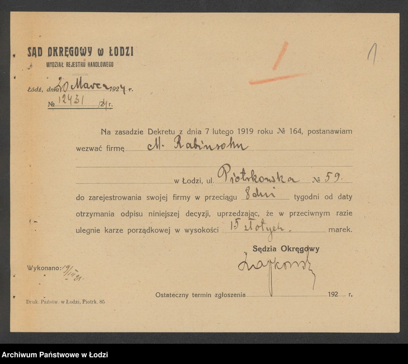 Obraz 3 z jednostki "Mendel i Szmul Rabinson- sprzedaż manufaktury"