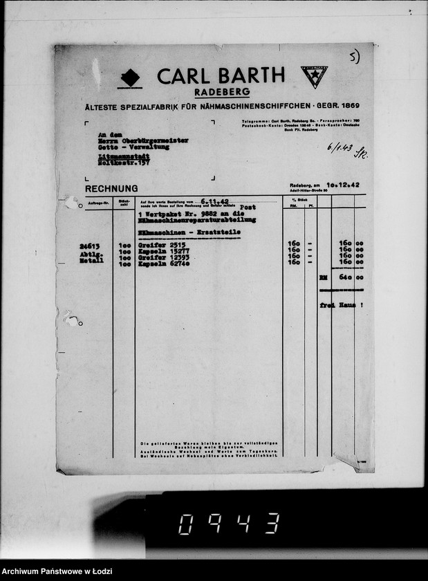Obraz 8 z jednostki "[Korespondencja dotycząca realizacji zamówień na różne wyroby, sprawozdania z dostaw, sprawozdania z konferencji w Berlinie i Poznaniu składane przez funkcjonariuszy G.V.]"