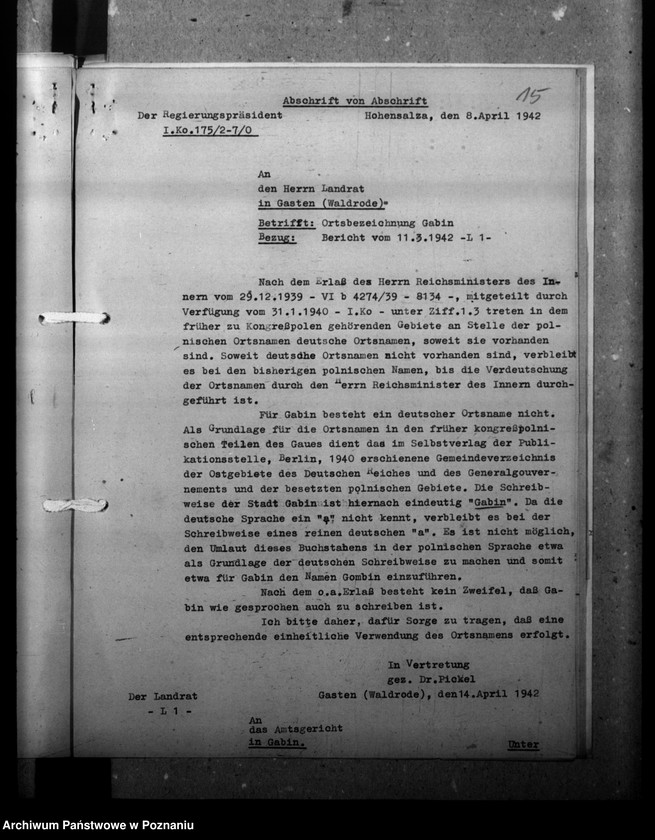 Obraz 19 z jednostki "Zmiany nazw miejscowości- Gostynin, Gasten, Waldrode"