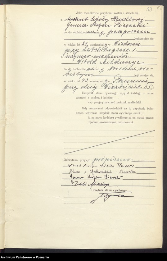 Obraz 14 z jednostki "Księga miejscowa małżeństw tom I [Rejestr główny małżeństw]"
