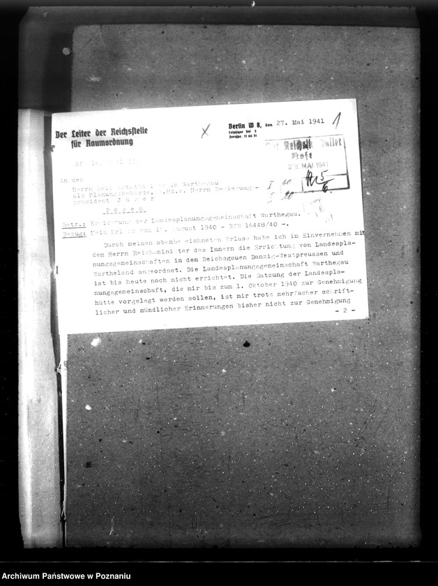 Obraz 5 z jednostki "Planung im Warthegau- Aufgabe und Organisation (oraz sprawozdania z podróży służbowych do wschodnich powiatów Kraju Warty)"