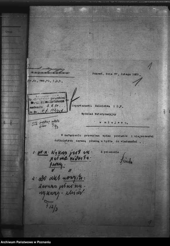 Obraz 5 z jednostki "Zaraza płucna - zbiór wykazów rok 1923"