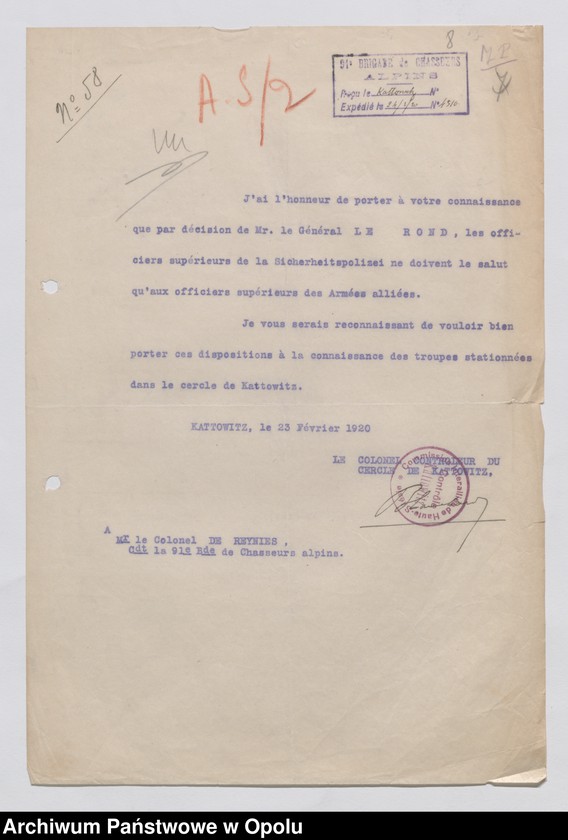 Obraz 10 z jednostki "/Korespondencja i sprawozdania, instrukcje w sprawach zapewnienia bezpieczeństwa i porządku publicznego, zakazy kolportażu prasy niemieckiej/ 4.02.1920 - 23.04.1922"