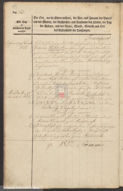 Obraz 19 z jednostki "Taufbuch Märzdorf 1827-51 [kościół filialny w Żelaznej parafii rzymskokatolickiej w Lipowej]"