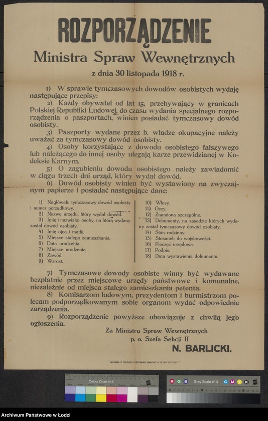 Obraz 1 z jednostki "Rozporządzenie ministra spraw wewnętrznych w sprawie wydawania dowodów osobistych]"