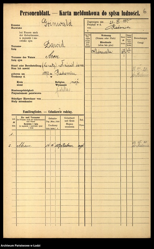Obraz 8 z jednostki "[Spis ludności Łodzi] Grünwald - Grużewski"
