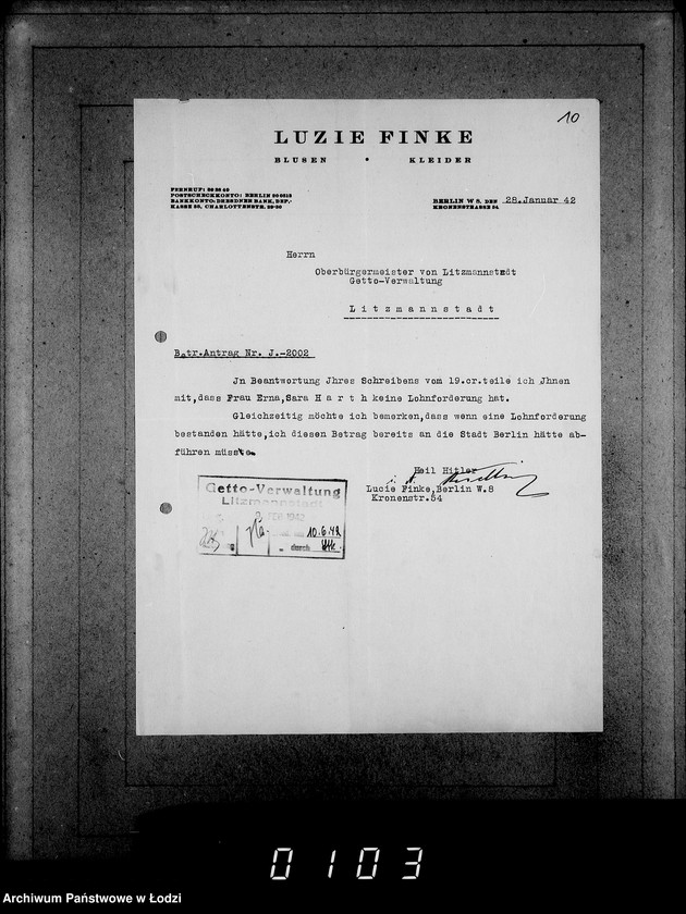 Obraz 14 z jednostki "J 2001-2020 [Wnioski Żydów z Getta o zwrot należności za towar wzięty na kredyt]"