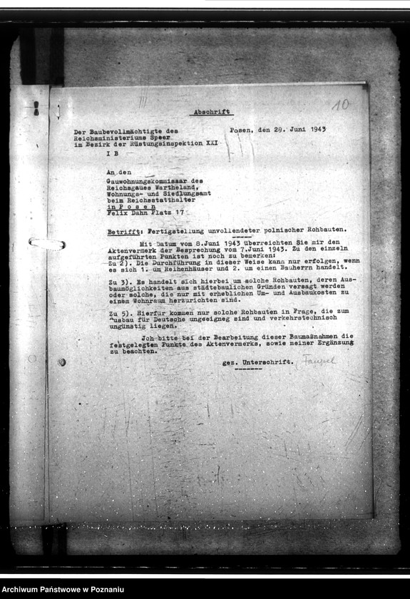 Obraz 16 z jednostki "Fertigstellung unvollendeter polnischer Rohbauten. Grundstücksverkher. Kriegswohnungsbau"