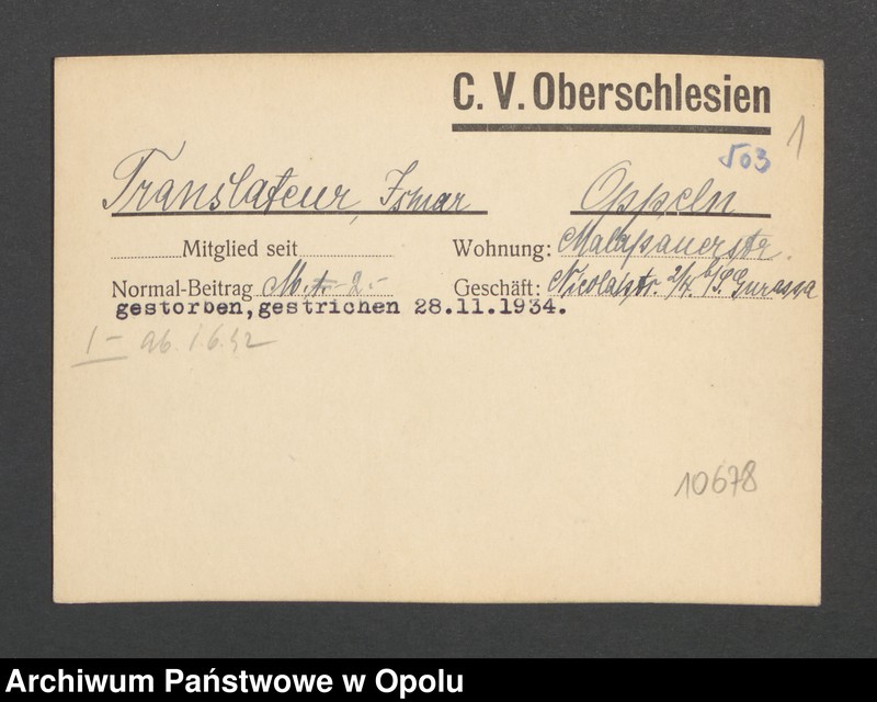 Obraz 3 z jednostki "[Translateur Ismar, Oppeln]"